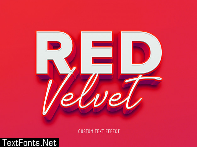 Red velvet 3d text effect