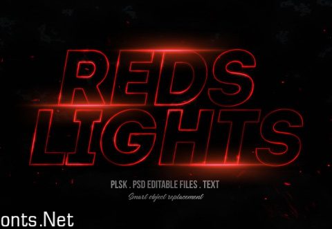 Reds lights 3d text style effect mockup