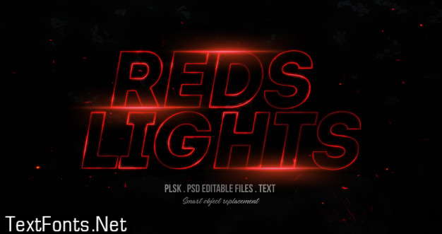 Reds lights 3d text style effect mockup