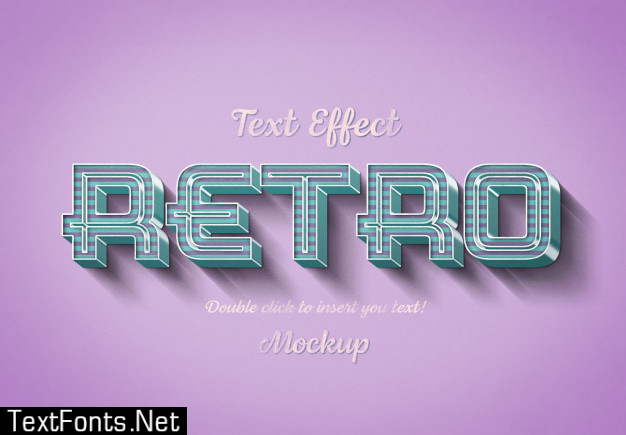 Retro 3d text effect with pink and blue stripes