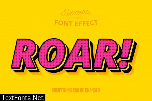 Roar! text, editable font effect