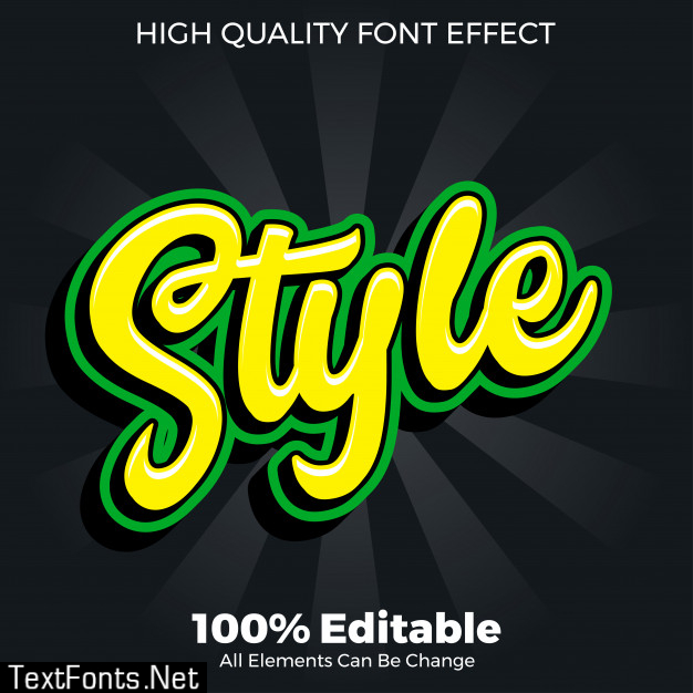 Script style sticker text style editable font effect