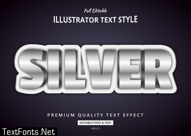 Silver 3d text style effect