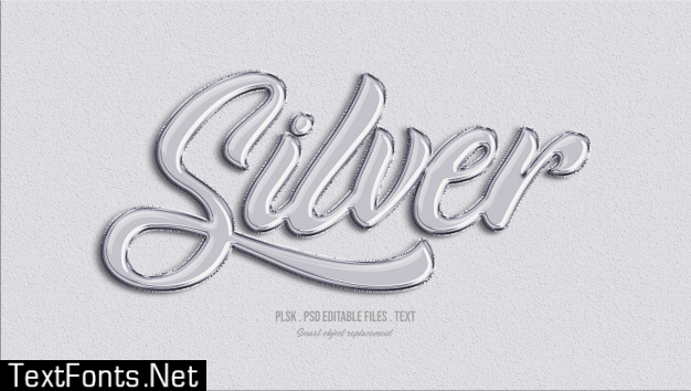 Silver 3d text style effect