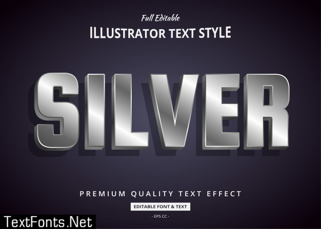 Silver 3d text style effect