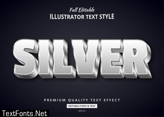 Silver 3d text style effect