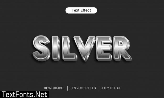 Silver metal 3d text style effect