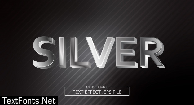 Silver text style effect. editable font style