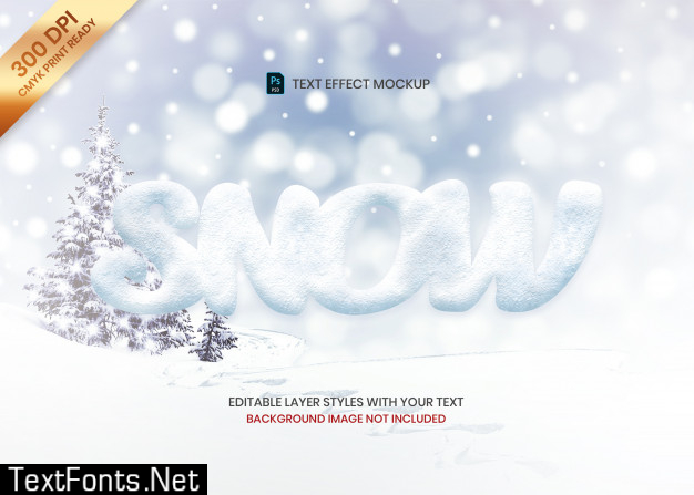 Simple snow texture logo text effect template