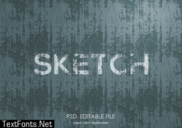 Sketch texture text effect mockup