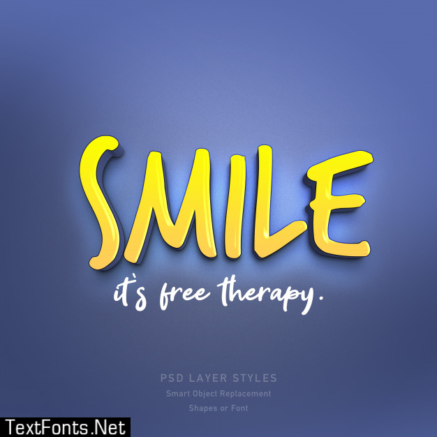 Smile it's free therapy quote 3d text style effect psd