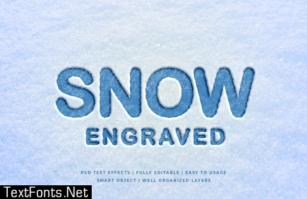 Snow engraved 3d text style effect