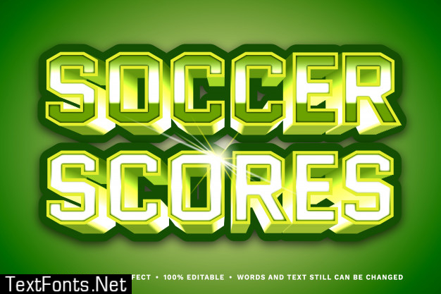 Soccer scores 3d text effect, easy editable text style