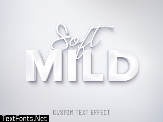 Soft mild 3d clean white text effect