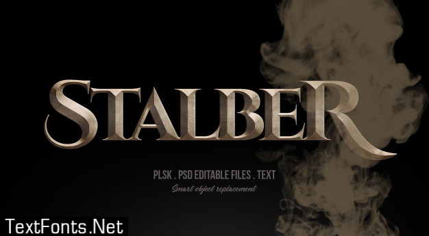 Stalber 3d text style effect mockup with smoke