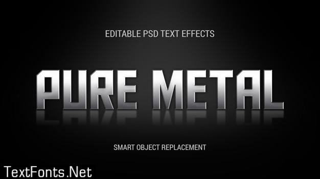 Standing metal text effect with reflection