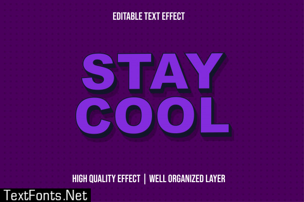 Stay cool 3d purple text effect style