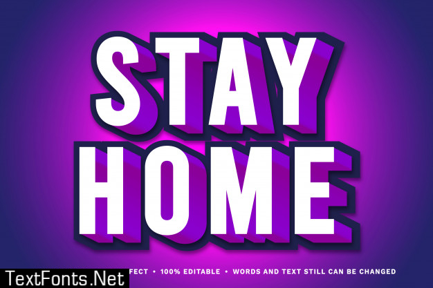 Stay home 3d - editable text effect