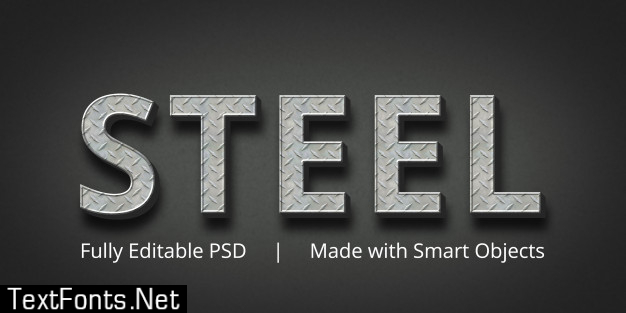 Steel editable text style effect