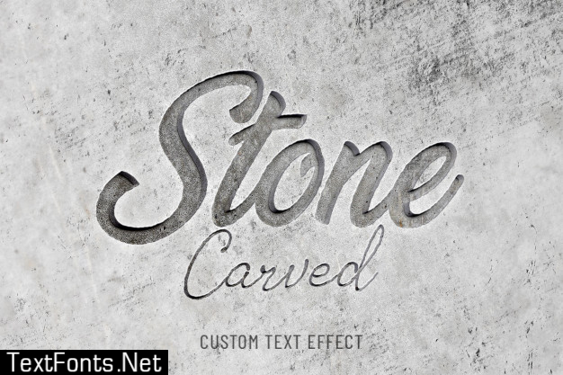 Stone carved 3d text effect