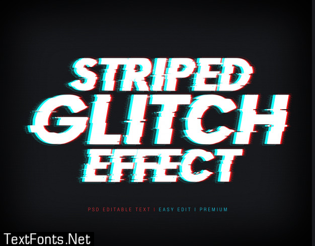 Striped glitch text effect mockup