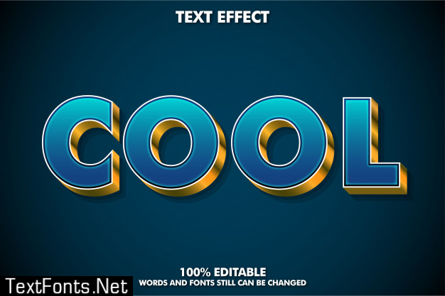 Strong bold 3d font effect with golden extrude and cool word