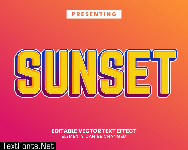 Sunset style modern editable text effect with vibrant color