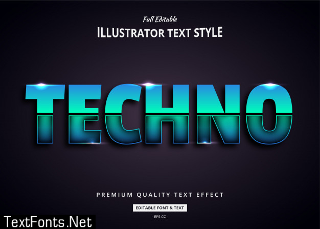 Techno future 3d text style effect