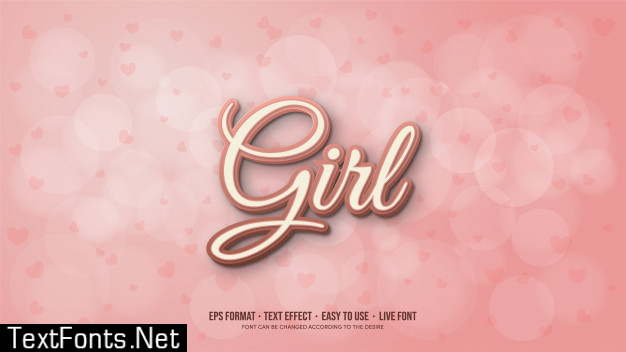 Text effects with white and pink text illustrations with shadow effects.