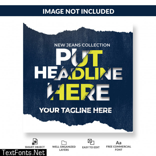 Torn paper text effect social media post template