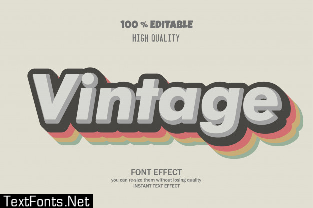 Vintage text style editable font effect