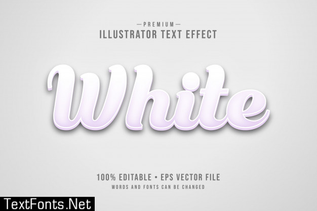 White editable 3d text effect or graphic style with light minimalist