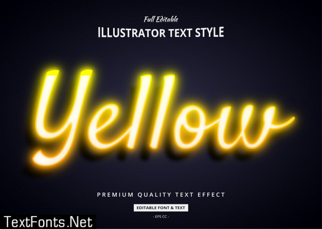 Yellow neon 3d text style effect