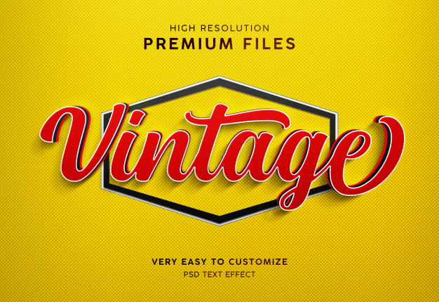 Download Vintage Strip 3d Yellow Red Text Effect Mockup