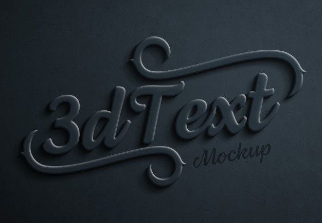 Dark Blue Bold 3d Text Effect Mockup