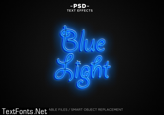 3d blue ligh editable text effect