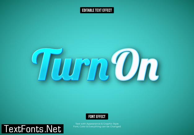 3d blue light on font text effect