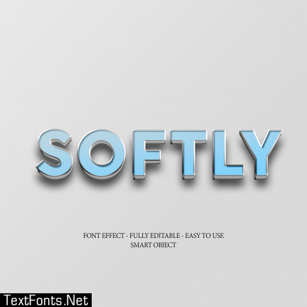 3d blue softly text effect