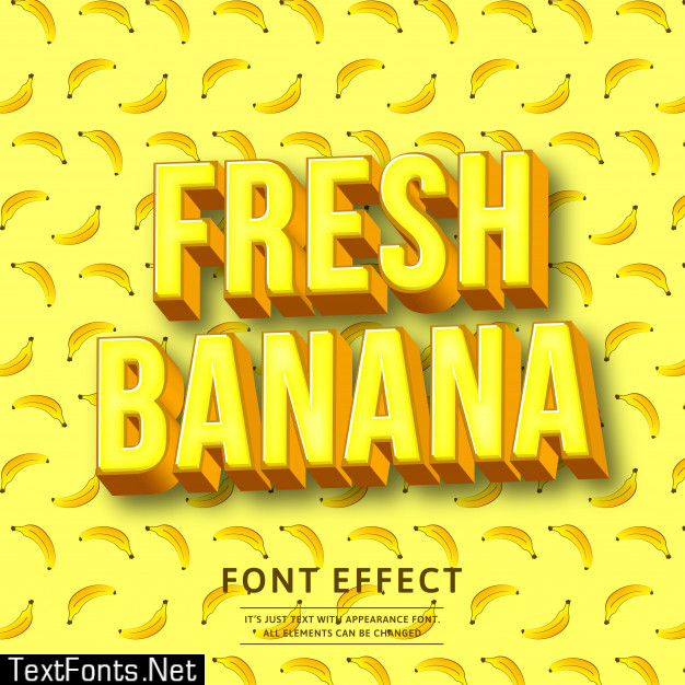 3d bold banana text effect