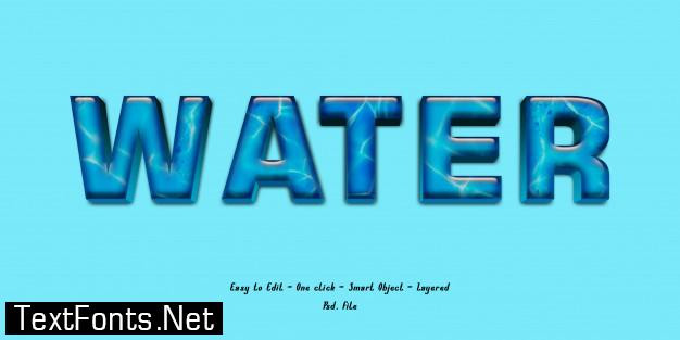 3d effect font with water texture