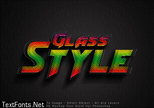 3d glass mockup text style effect