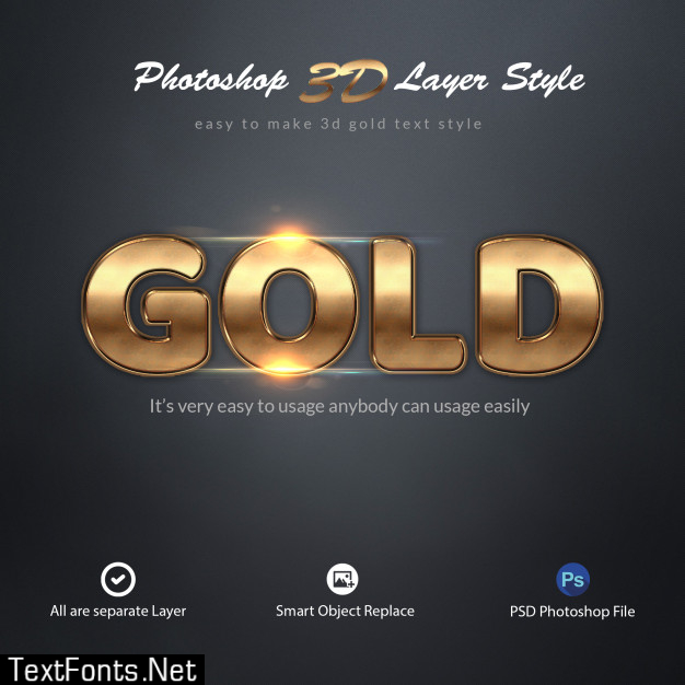 3d gold photoshop layer style text effects