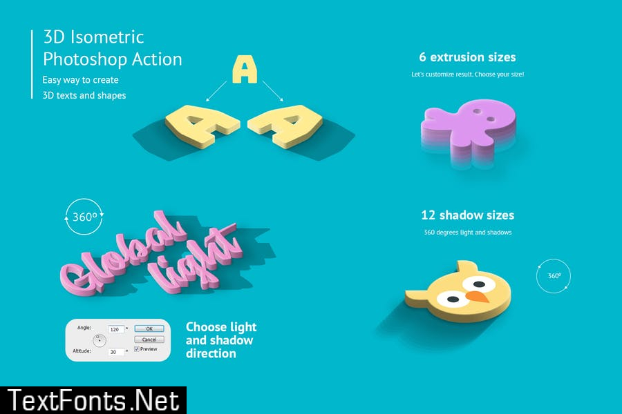 3D Isometric Photoshop Action G5VE2WT