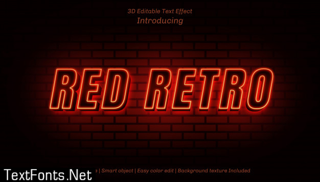 3d red retro editable text effect