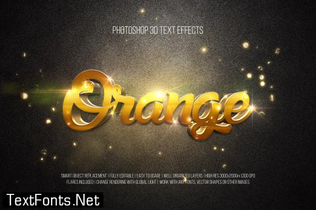 3d text effects - orange