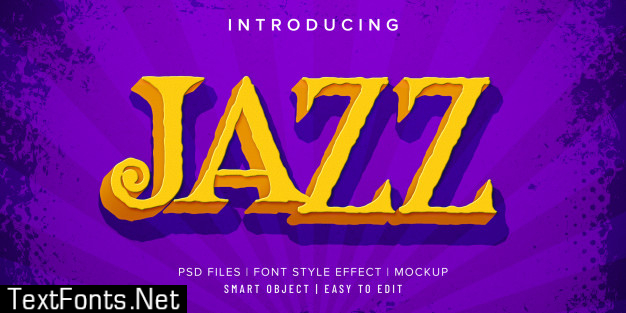 3d vintage jazz music text effect