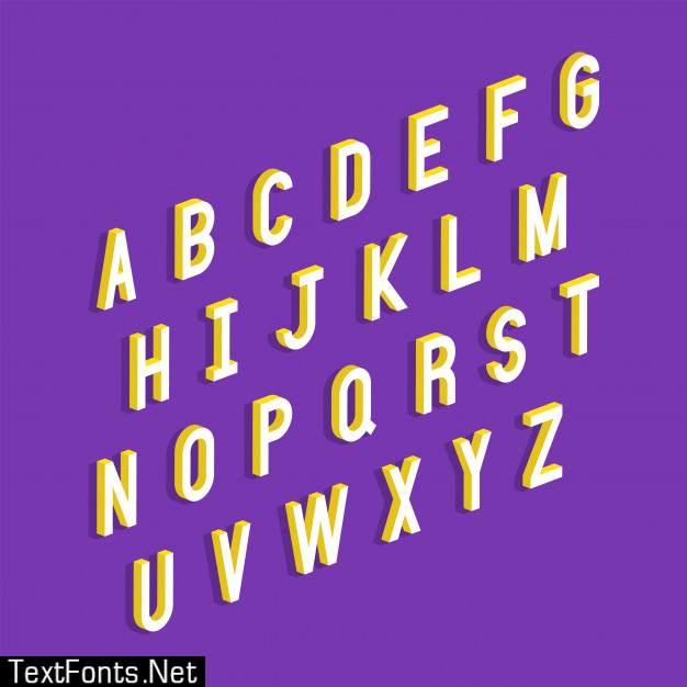 Alphabet letters with 3d isometric effect