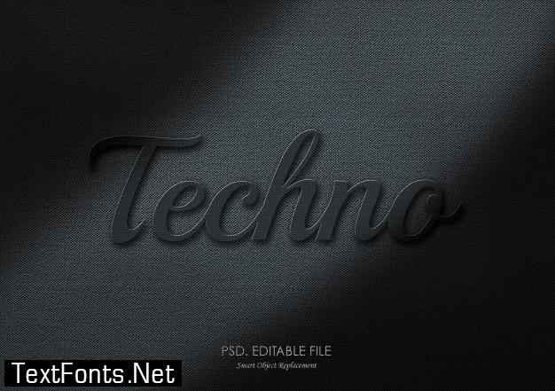 Black techno 3d text effect texture mockup