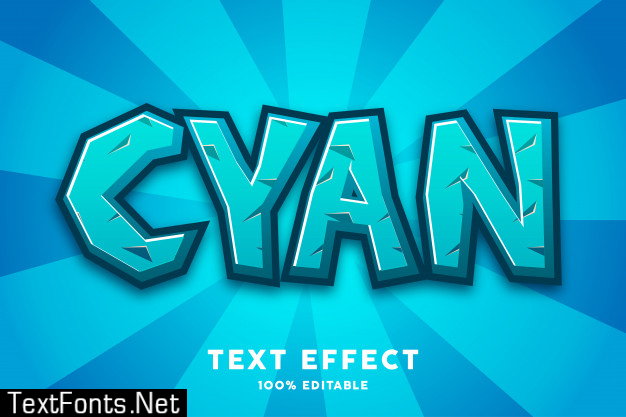 Blue cyan game cartoon style text effect