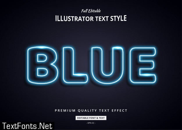 Blue neon 3d text style effect